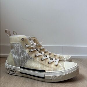 Dior High-Top Sneakers in Cream and Gray